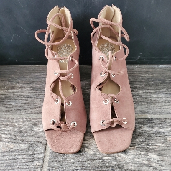 NEW Vince Camuto Nahara Mauve Suede Caged Heels - Picture 7 of 10